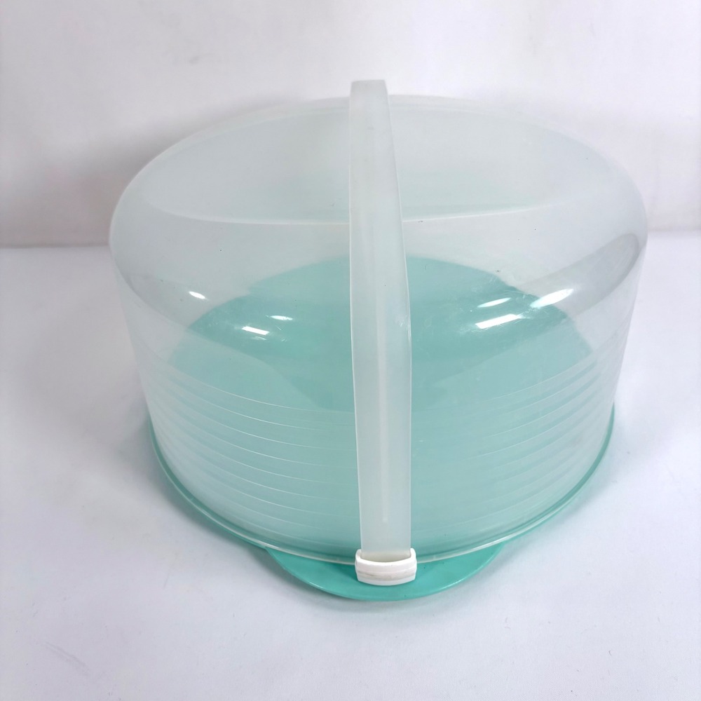 Tupperware Cake Taker Mint Green Reversible Base Translucent Lid 1256 1257 - Picture 4 of 7